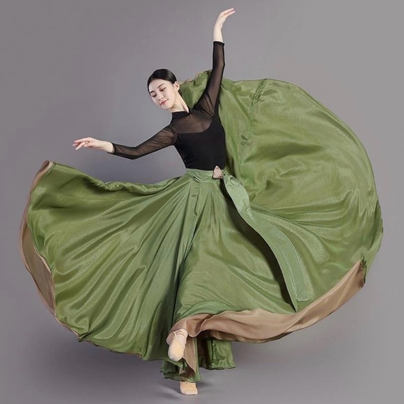 chinatown market Dresses & Skirts - F4 Olive Green Circle Skirt with Tan Hem - Women's Skater Skirt